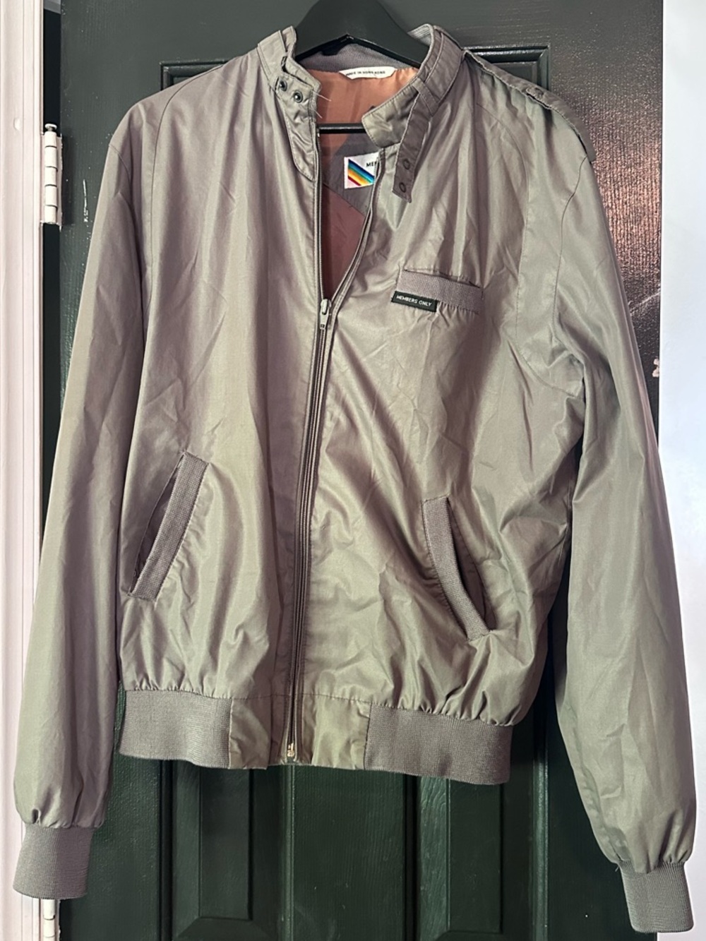 Vintage 1980s Gray Members Only Men's Light Bomber Jacket, 42L